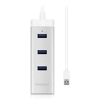 Macally U3HUBGBA aluminium 3 poorts USB 3.0 hub met Gigabit Ethernet adapter