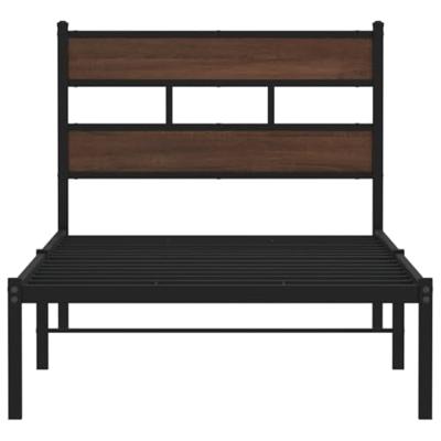 Bedframe met hoofdbord zonder matras bruin eiken 100x190 cm