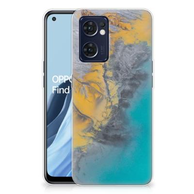 OPPO Reno 7 5G | Find X5 Lite | TPU | Siliconen hoesje | Marble Blue Gold
