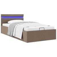 Bedframe met hydraulische opslag en LED stof taupe 90x200 cm - thumbnail