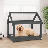 VidaXL Hondenmand 81x60x70 cm massief grenenhout grijs - thumbnail