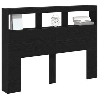 Hoofdbordkast met LED 140x17x102 cm zwart eikenkleurig Hoofdbordkast met LED 140x17x102 cm zwart eikenkleurig