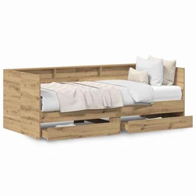 Dagbedframe met lades artisanaal eikenkleurig 75 x 190 cm
