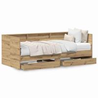 Dagbedframe met lades artisanaal eikenkleurig 75 x 190 cm - thumbnail