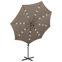 Zweefparasol met paal en LED-verlichting 300 cm taupe - thumbnail