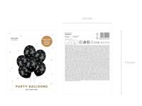 6 zwarte pastel ballonnen met gouden sterretjes - thumbnail