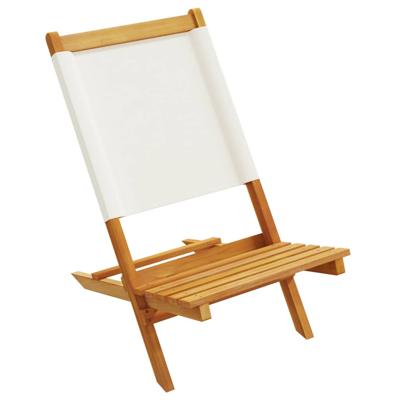 Tuinstoelen 4 st inklapbaar massief hout en stof crèmewit - thumbnail