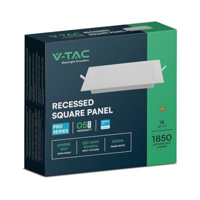 V-TAC VT-61018 104861 LED-inbouwpaneel Energielabel: F (A - G) 18 W Warmwit Wit V-TAC VT-61018 104861 LED-inbouwpaneel Energielabel: F (A - G) 18 W Warmwit Wit