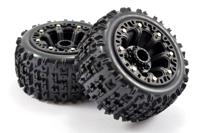 Fastrax Jigsaw banden op zwarte 8-spaaks velgen - 1/16 E-Revo, Summit, Savage XS - thumbnail