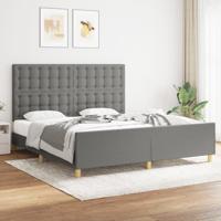 Bedframe met hoofdeinde stof donkergrijs 180x200 cm - thumbnail