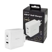 LogiLink PA0281 USB-oplader 100 W 1x USB-A, 1x USB-C USB PD Wit Binnen USB Power Delivery (USB-PD) - thumbnail