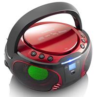 Lenco SCD-550RD Draagbare FM-radio CD/MP3/USB/Bluetooth-speler® met LED-verlichting Rood - SCD-550RD - thumbnail