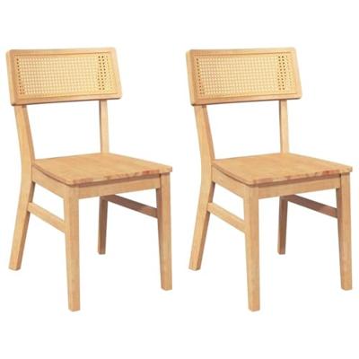 Eetkamerstoelen 2 st massief hout rubber Eetkamerstoelen 2 st massief hout rubber