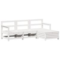 4-delige Loungeset massief grenenhout wit - thumbnail