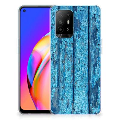 OPPO A94 5G | Reno5 Z | Bumper Hoesje | Wood Blue OPPO A94 5G | Reno5 Z | Bumper Hoesje | Wood Blue