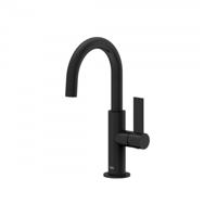 Wastafelmengkraan Tres Project 1-Hendel Uitloop Gebogen 17 cm Rond Mat Zwart Tres - thumbnail