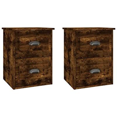 Nachtkastjes 2 st wandgemonteerd 41,5x36x53 cm gerookt eiken