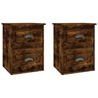 Nachtkastjes 2 st wandgemonteerd 41,5x36x53 cm gerookt eiken - thumbnail