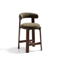 Kave Home Granite barkruk H65 chenille Groen/walnoot - thumbnail