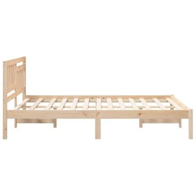 Bedframe met hoofdeinde Bruin 135 x 190 cm Massief grenenhout
