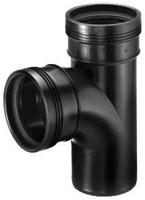 Wavin T-Stuk 88° Zwart, 50mm - 2x Manchet, 1x Spie Aansluiting, Hittebestendig & Slagvast - thumbnail