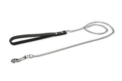 Hondenriem met ketting 120cm x 12mm zwart - thumbnail