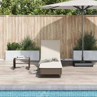 Ligbed met wielen en kussen poly rattan bruin - thumbnail