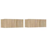 Tv-meubels 2 st 80x30x30 cm bewerkt hout sonoma eikenkleurig - thumbnail