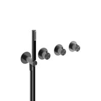 Afbouwdeel Hotbath Archie Bad/Douche Thermostaat 2 Stopkranen zonder Uitloop Geborsteld Gunmetal PVD - thumbnail