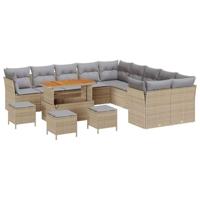 Tuinbankenset 14 pcs Beige poly rattan - thumbnail