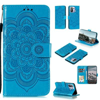 Voor Xiaomi Mi 11 Lite Mandala Embossing Patroon Horizontale Flip PU Lederen Case met Houder &Amp; Kaart Slots &Portemonnee &Lanyard (Blauw) Voor Xiaomi Mi 11 Lite Mandala Embossing Patroon Horizontale Flip PU Lederen Case met Houder &Amp; Kaart Slots &Portemonnee &Lanyard (Blauw)