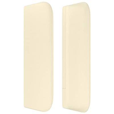 Hoofdbord met randen 203x16x78/88 cm kunstleer crèmekleurig