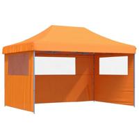 VidaXL Partytent inklapbaar pop-up met 3 zijwanden oranje - thumbnail