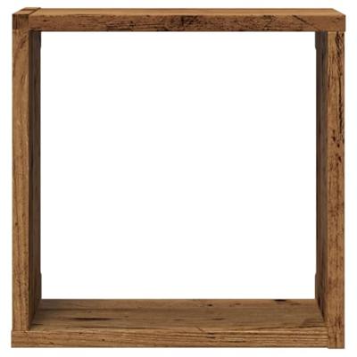 Wandschappen kubus 2 st 30x15x30cm bewerkt hout oud houtkleurig Wandschappen kubus 2 st 30x15x30cm bewerkt hout oud houtkleurig