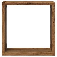 Wandschappen kubus 4 st 30x15x30cm bewerkt hout oud houtkleurig - thumbnail