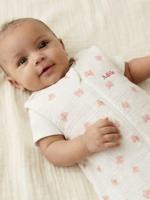 Zomerslaapzak met centrale opening, aanpasbaar, katoengaas met KNOTTEN wit, bedrukt - thumbnail