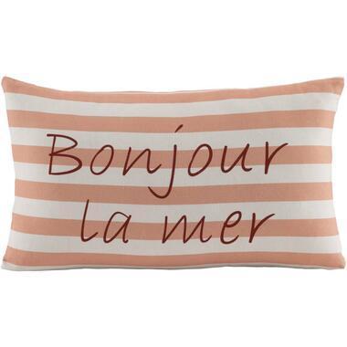 Sierkusssen Bonjour - zalmroze/off-white - 30x50 cm - Leen Bakker