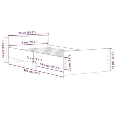 Bedframe zonder matras hout gerookt eikenkleurig 75x190 cm