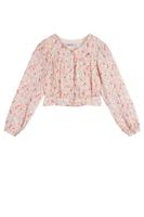 NoNo zomer blouse meisjes - geel - cropped, AOP bloemen - Timba - thumbnail