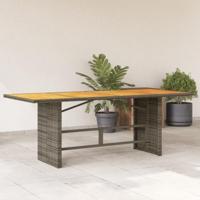 Tuintafel met acaciahouten blad 190x80x75 cm poly rattan grijs - thumbnail