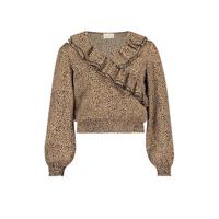 AI&KO top Ally met dierenprint en ruches bruin/zwart - thumbnail