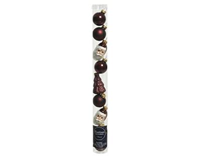 Decoris Kerstballen glas figuur 6cm Mahonie 9st
