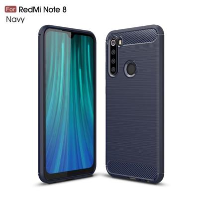 Voor Xiaomi Redmi Note 8 geborsteld textuur koolstofvezel TPU case (marineblauw)