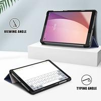 Lunso - Lenovo Tab M8 Gen 4 (8 inch) - Tri-Fold Bookcase hoes - Donkerblauw - thumbnail