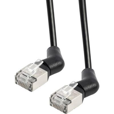 Maxtrack TI53-5L RJ45 Netwerkkabel, patchkabel 10 Gbit/s, CAT 6A U/FTP 5 m Zwart Connectoren 360° draaibaar 1 stuk(s)