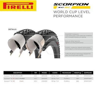 Pirelli scorpion™ xc rc lite team edition 29x2.4" folding tire