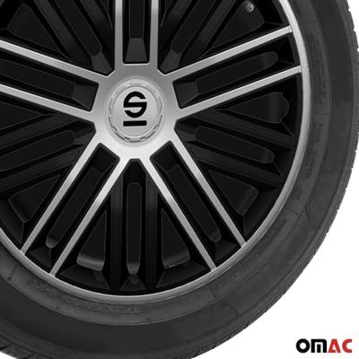 4-Delige Sparco Wieldoppenset Bergamo 16-inch zwart/zilver SP1685BKSV