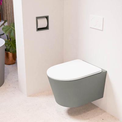 MONDIAZ LAVIE hangend toilet single fire rimless diepspoel Smoke, Toiletzitting met quick-release & softclose Talc