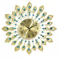 Creative Peacock Wall Clock Persoonlijkheid Mute Woonkamer Decoratie Klok Grootte: 60 cm (Goud) - thumbnail