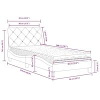 Bed met matras fluweel donkergrijs 80x200 cm - thumbnail